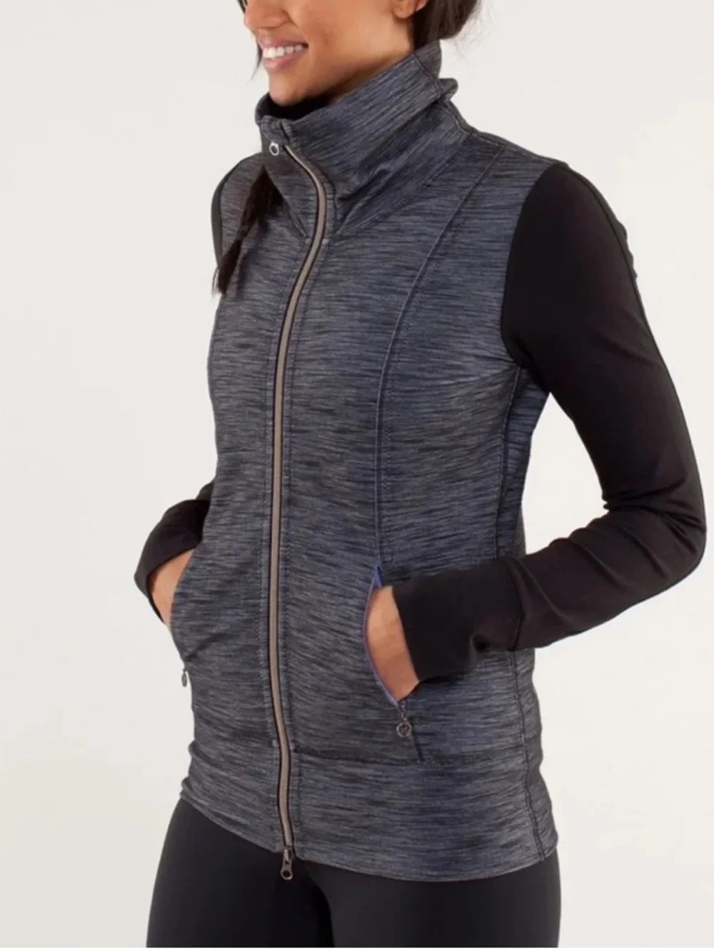 Lululemon Daily Yoga Jacket Full Zip Two Tone Gray Heather Size 6.